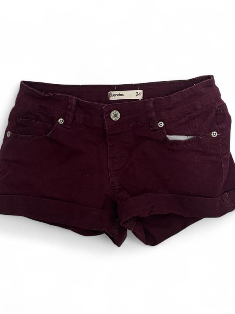 Bluenotes Women's Burgundy Rolled Cuff Jean Shorts